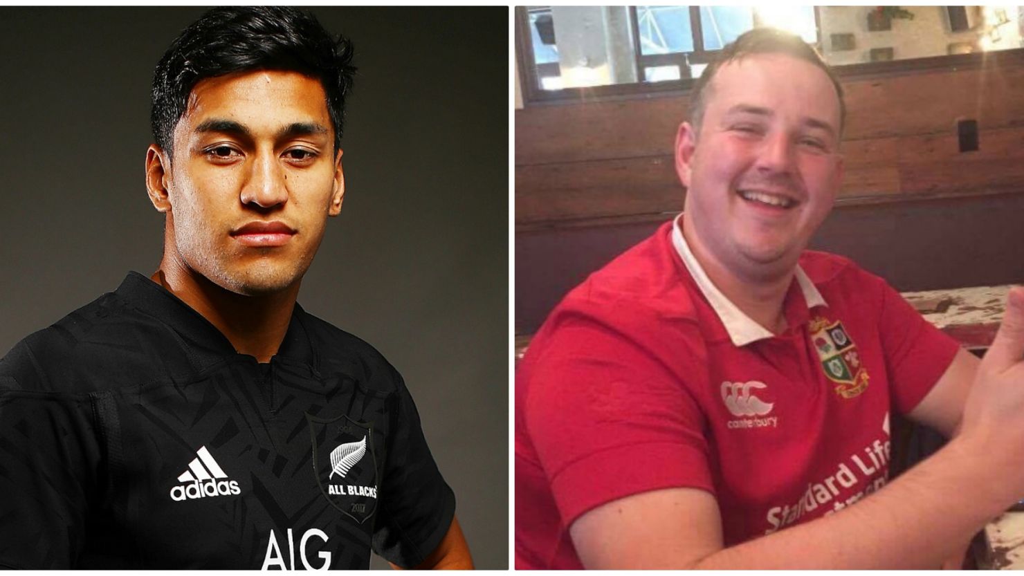 Reiko Ioane (L) scored two tries between New Zealand and the Lions last weekend.