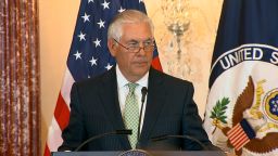 US Secretary of State Rex Tillerson reveals the Trafficking in Persons Report at the US Department of State. 