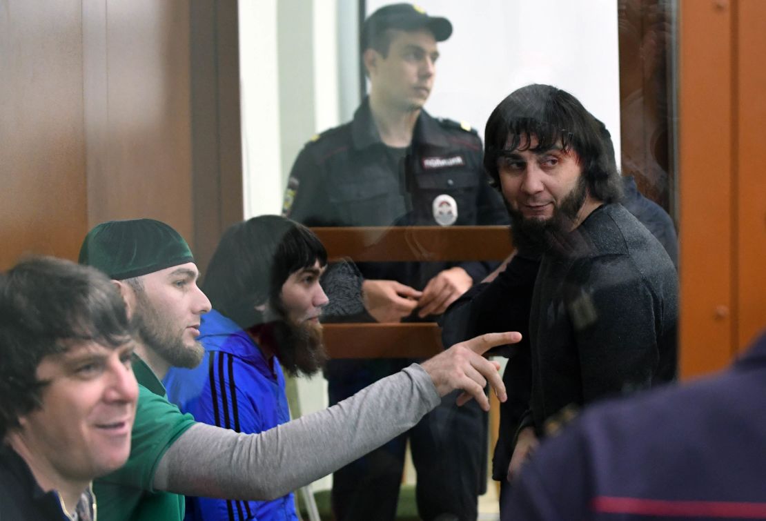 Zaur Dadayev (R), charged with masterminding and carrying out the killing of Boris Nemtsov, stands in court Tuesday.