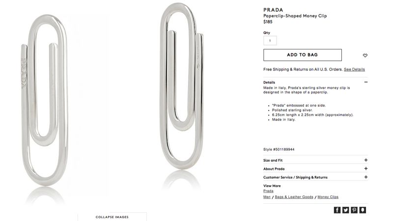 Prada paperclip on sale