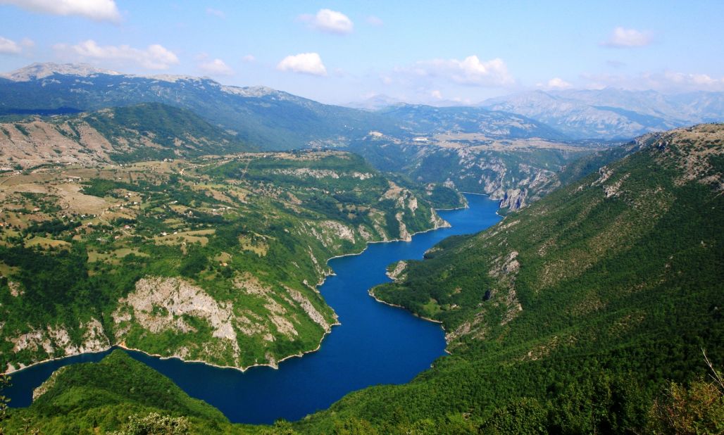 <strong>Piva lake:</strong> The Piva canyon is over 3,000 feet deep -- a striking highlight of Montenegro's landscape. The lake is great for swimming and cave exploration.