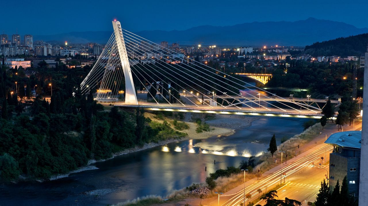The Podgorica Millennium Bridge is an eye-catching landmark in Montenegro's capital city.