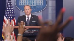 WASHINGTON, DC - MAY 30:  White House Press Secretary Sean Spicer speaks to the media in the briefing room at the White House, on May 30, 2017 in Washington, DC.  (Photo by Mark Wilson/Getty Images)