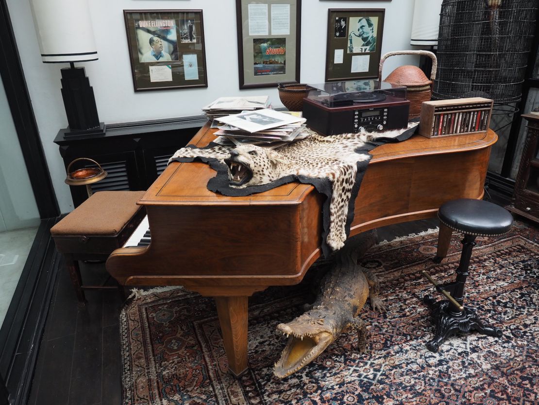 Piano-top leopard in The Siam's vinyl room.