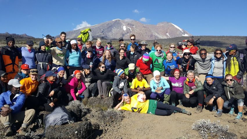 Female footballers celebrate on Mount Kilimanjaro after breaking the world record for the highest match ever played
