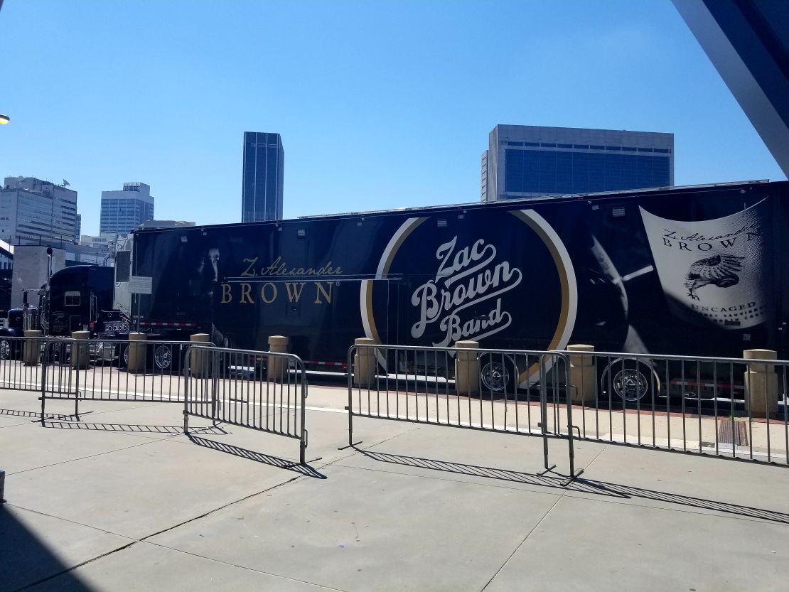 Zac Brown Band's truck, Cookie, parked outside of Philips Arena on Wednesday.