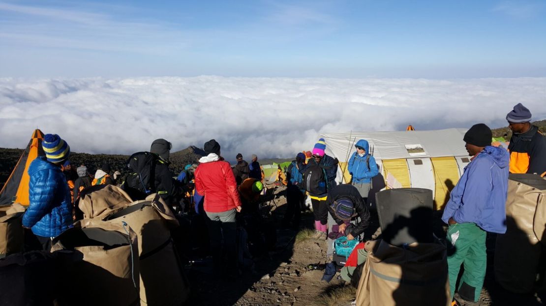 The group sleep above the clouds on Mount Kilimanjaro.