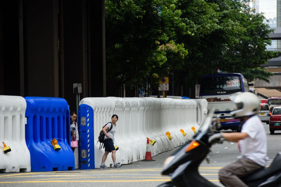 Huge barriers have been erected in central Hong Kong ahead of a visit by Chinese President Xi Jinping.