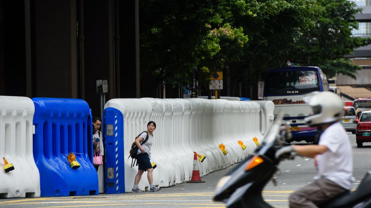 Huge barriers have been erected in central Hong Kong ahead of a visit by Chinese President Xi Jinping.