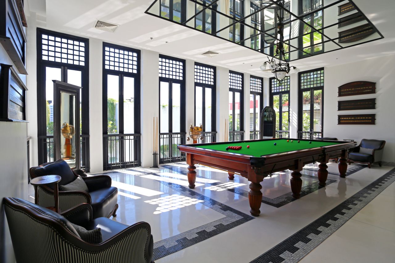 <strong>Recreation zone: </strong>The Siam's recreation room is anchored by a large snooker table. 