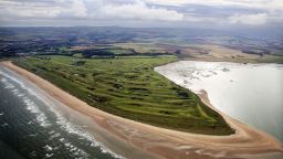 ST ANDREWS, SCOTLAND - SEPTEMBER 25: An aerial view of the courses at St Andrews during a practice round on the Old Course for the 2013 Alfred Dunhill Links Championship on September 25, 2013 in st Andrews, Scotland.  (Photo by David Cannon/Getty Images)