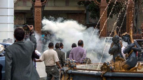 Fireworks were launched into the parliament building in Caracas on Tuesday.