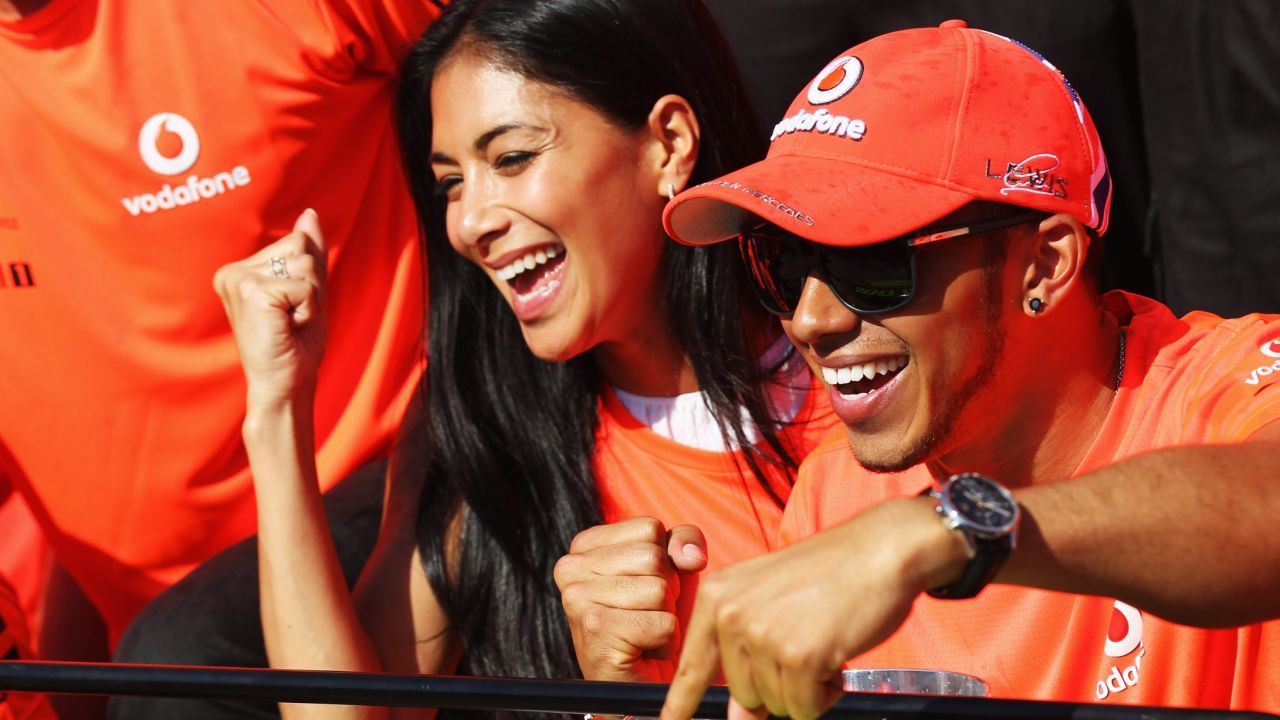 Hamilton with former girlfriend Nicole Scherzinger of the Pussycat Dolls.