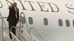 US Vice President Mike Pence arrives in Cleveland, Ohio.