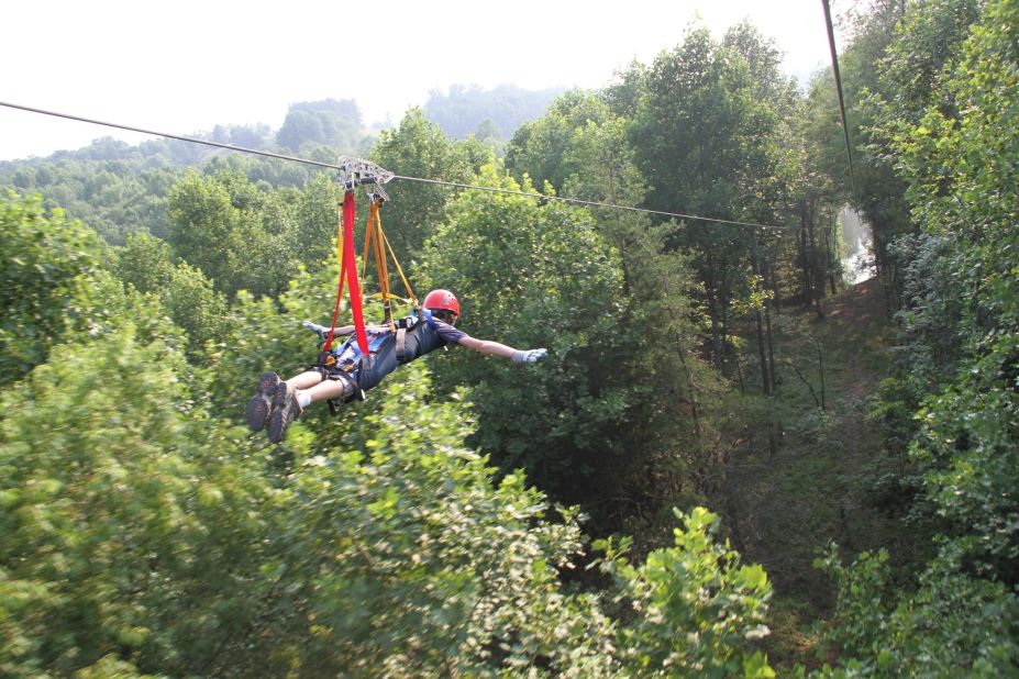 World's coolest zip lines -- In Hocking Hill, Ohio, in the United States, zip line fans can enjoy flying through the wild Ohio forest scenery on a dual wire.