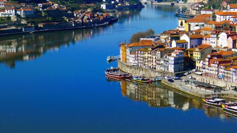 The miradouro fronting Nossa Senhora do Pilar may have the best view of Porto's colorful Ribeira. (Photo by Paul Ames)