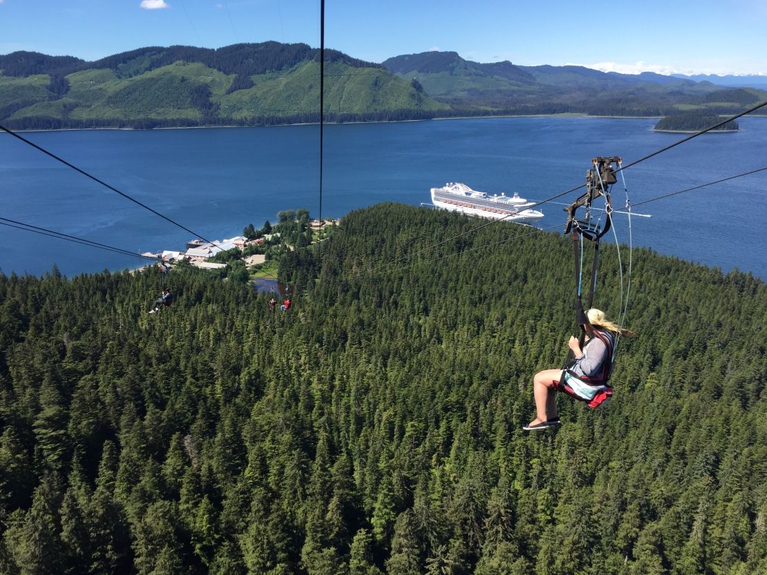 There are six zip lines at Icy Strait in Alaska. 