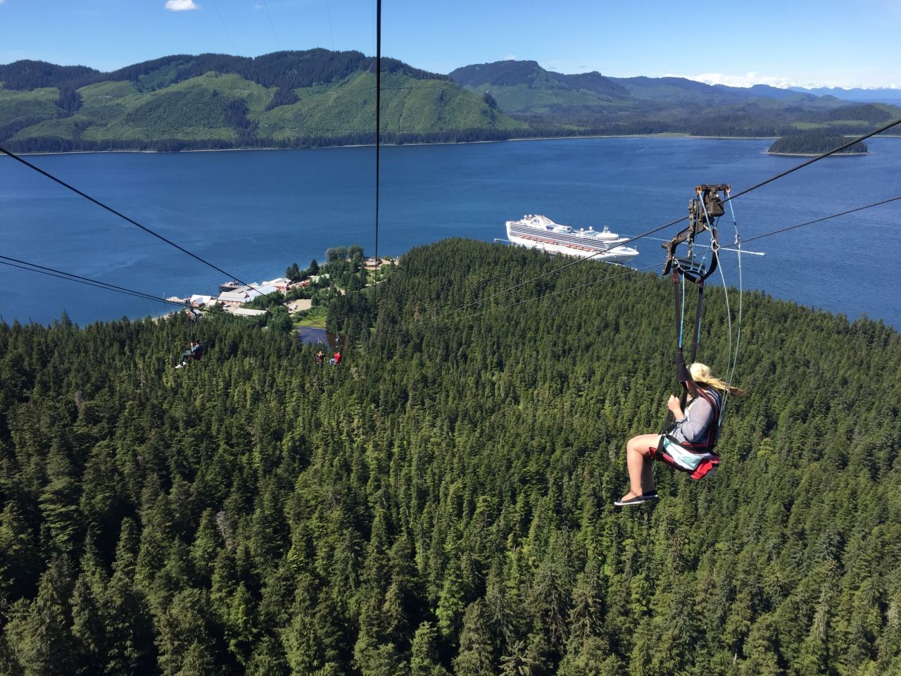 <strong>World's coolest zip lines:</strong> In coastal Alaska, adventurers can enjoy the zip wire at Icy Strait Point, featuring six cables side by side, with an average speed of 60 mph -- and stunning views.
