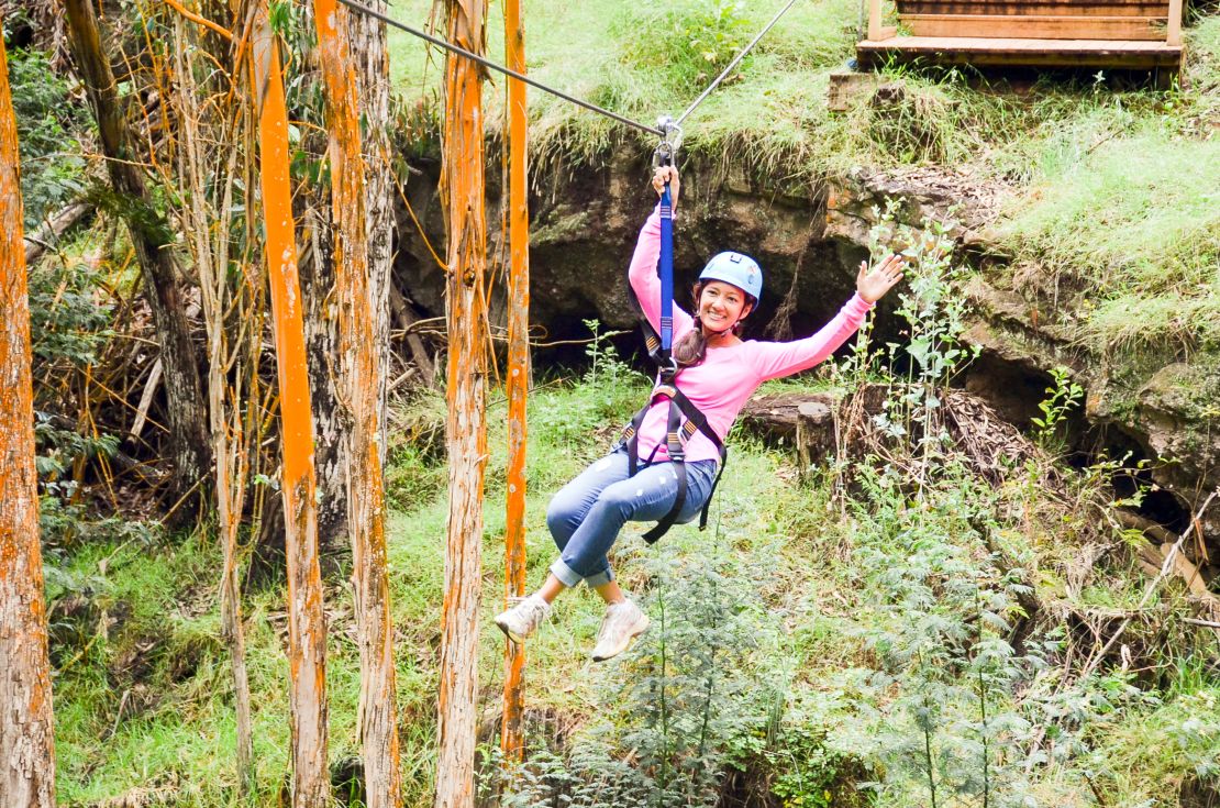 There are five different zip wire options at Hawaii's Skyline Eco-Adventures.