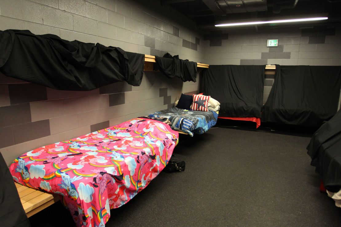 The players' accommodations for their 11-day hockey game at the HarborCenter in Buffalo, New York.