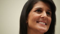 US Ambassador to the United Nations Nikki Haley testifies during a hearing before the House Foreign Affairs Committee June 28, 2017 on Capitol Hill in Washington, DC. The committee held a hearing on "Advancing US Interests at the United Nations."  (Photo by Alex Wong/Getty Images)