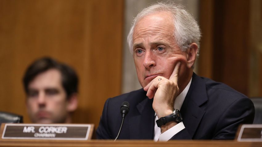 Senate Foreign Relations Committee Chairman Bob Corker (R-TN) listens to witnesses during a committee hearing about Libya in the Dirksen Senate Office Building on Capitol Hill April 25, 2017 in Washington, DC. 