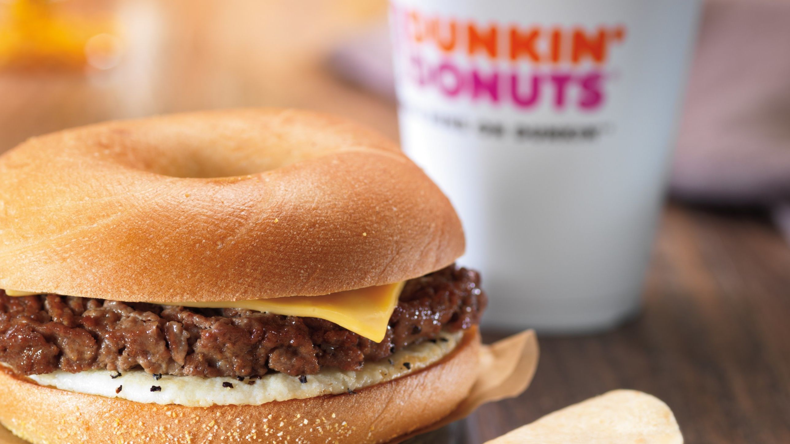 Dunkin' Donuts says its steak-and-egg sandwich contains Angus beef.
