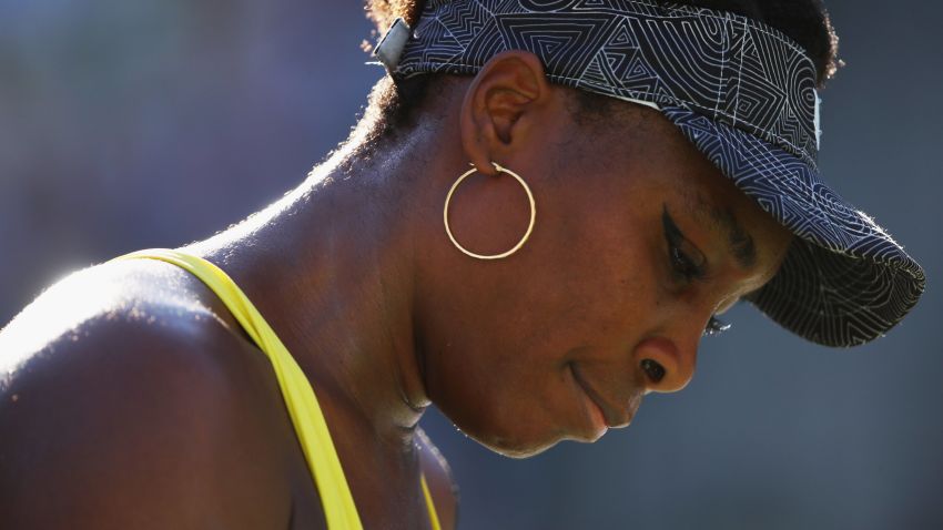 INDIAN WELLS, CA - MARCH 13:  Venus Williams of the United States shows her emotion after her straight set victory against Lucie Safarova of the Czech Republic in their third round match during day eight of the BNP Paribas Open at Indian Wells Tennis Garden on March 13, 2017 in Indian Wells, California.  (Photo by Clive Brunskill/Getty Images)