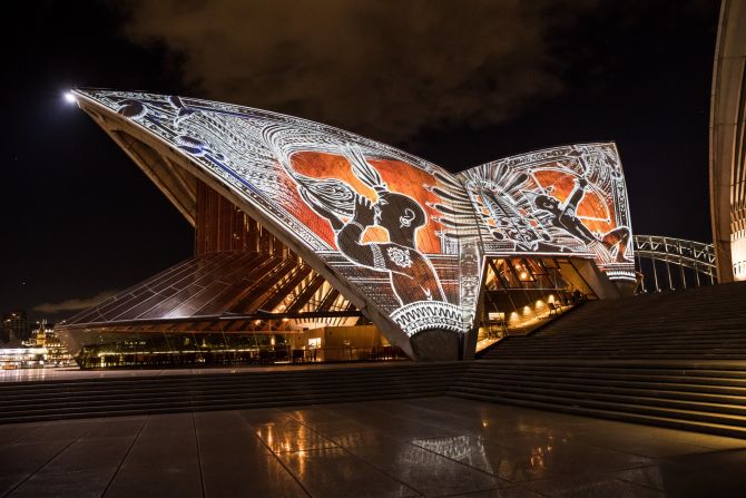 "Badu Gili" is a seven-minute animated projection of indigenous Australian art.
