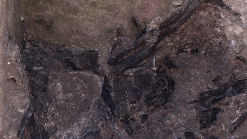 ...and parts of the burnt wooden ceiling. 