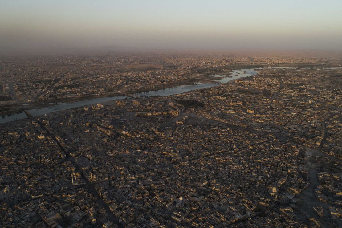 The Tigris river separates the east, top, and west side of Mosul.