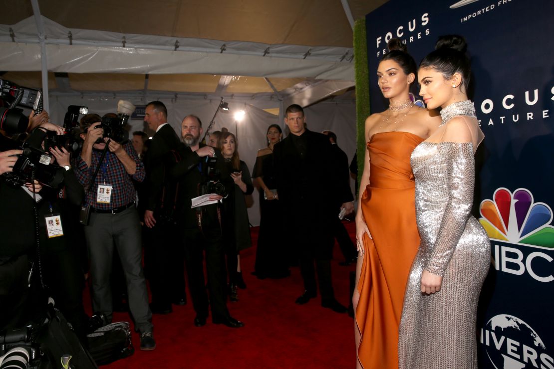 Kendall and Kylie Jenner attend the Universal, NBC, Focus Features, E! Entertainment Golden Globes after party sponsored by Chrysler on January 8, 2017 in Beverly Hills, California. 