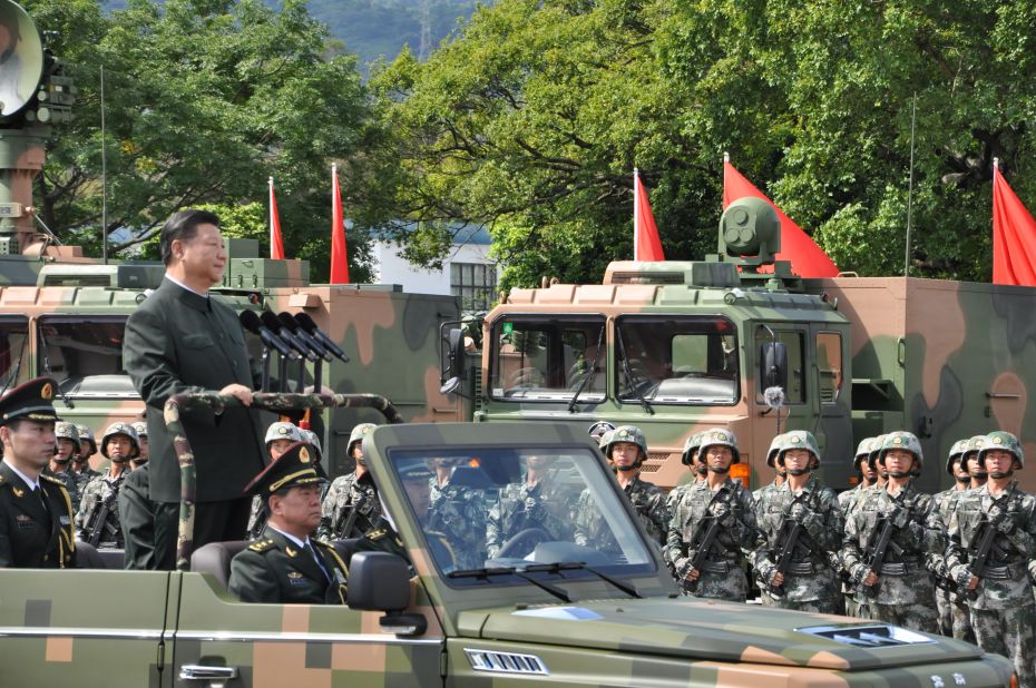 A total of 20 squadrons paraded in front of Xi, including land, sea, and air forces.