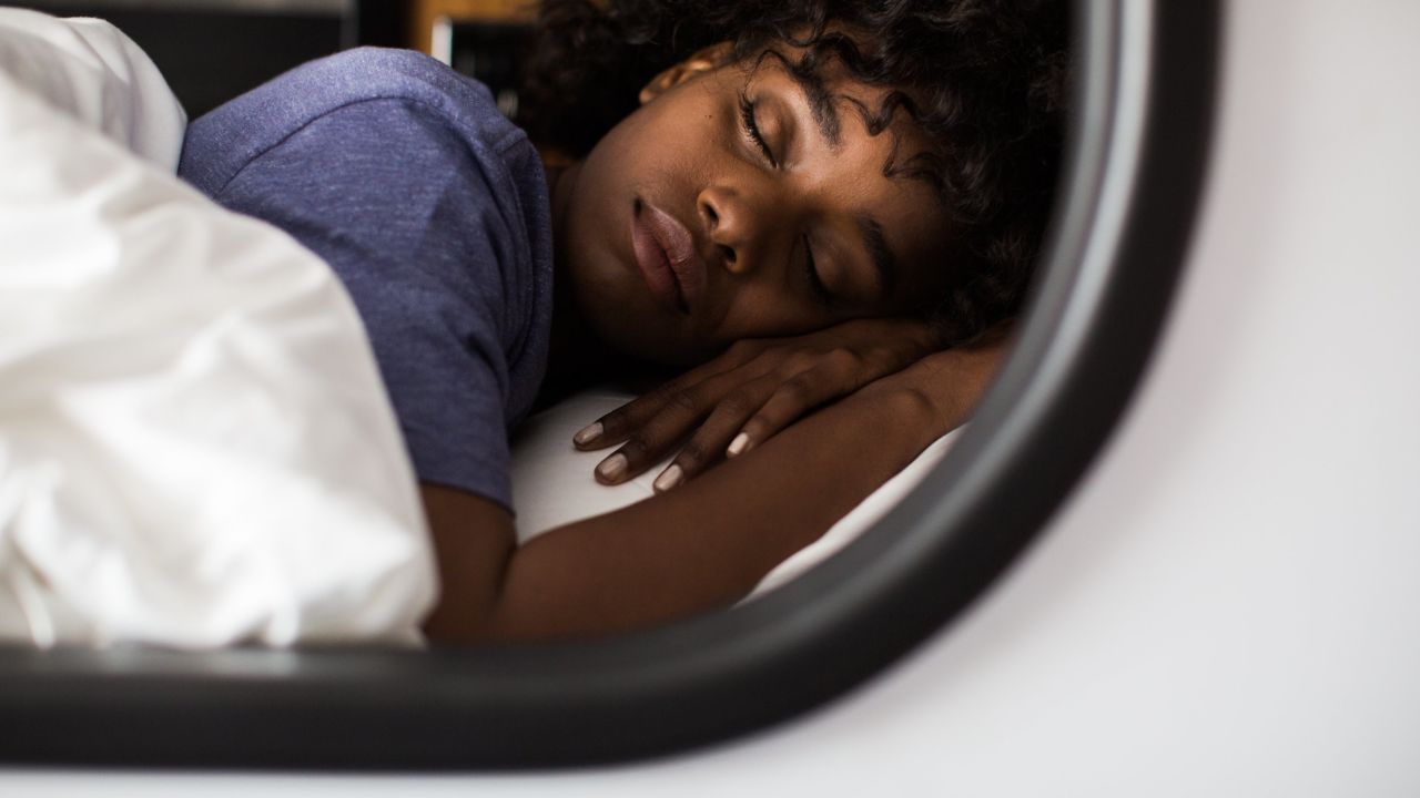 Passengers can sleep on memory foam beds.