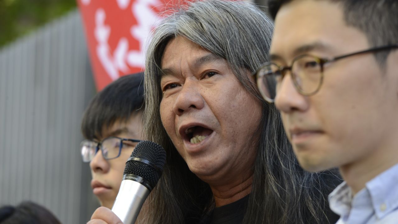 From left to right: Hong Kong democracy activists Joshua Wong, Leung Kwok-hung aka "Long Hair" and Nathan Law speak at a news conference on Friday, June 30. 