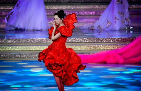 Singer Karen Mok was among a star lineup on stage, while the audience was filled with Chinese and Hong Kong guests and officials.