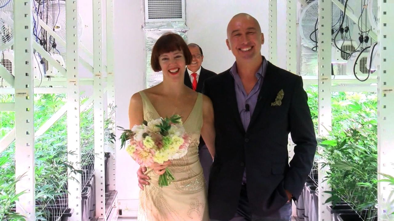 Anna and Mark Balfe-Taylor celebrated the sale of recreational marijuana in Nevada by getting married at a Las Vegas cultivation facility