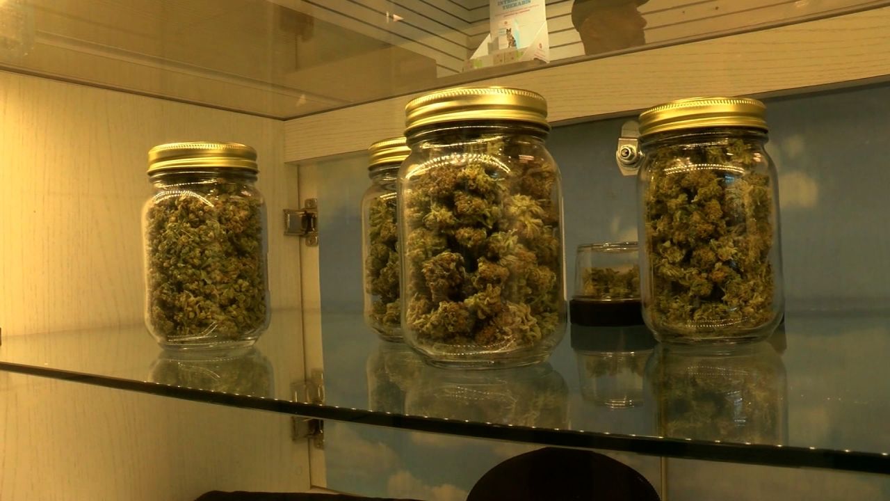 Display at a dispensary in Las Vegas as recreational marijuana goes on sale