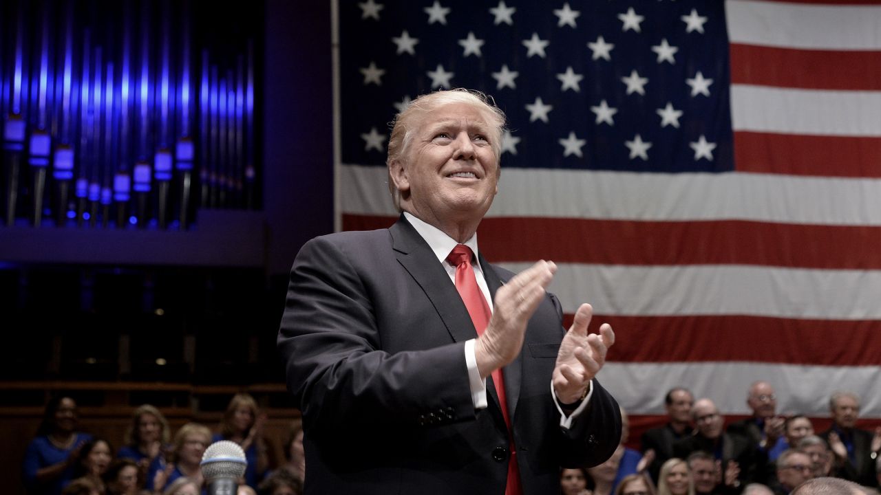 WASHINGTON, DC - JULY 01:  (AFP OUT) US President Donald Trump participates in the Celebrate Freedom Rally at the John F. Kennedy Center for the Performing Arts on July 1, 2017  in Washington, DC.  (Photo by Olivier Douliery-Pool via Getty Images)