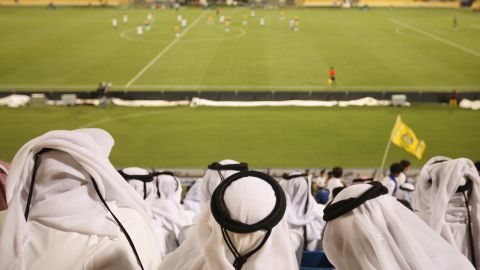 Fans a Qatar Stars League football match.