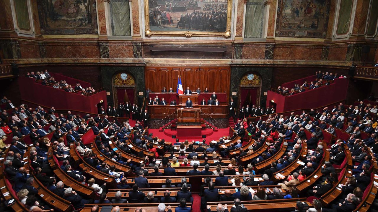 President Macron speaks during a special congress gathering both houses of parliament.