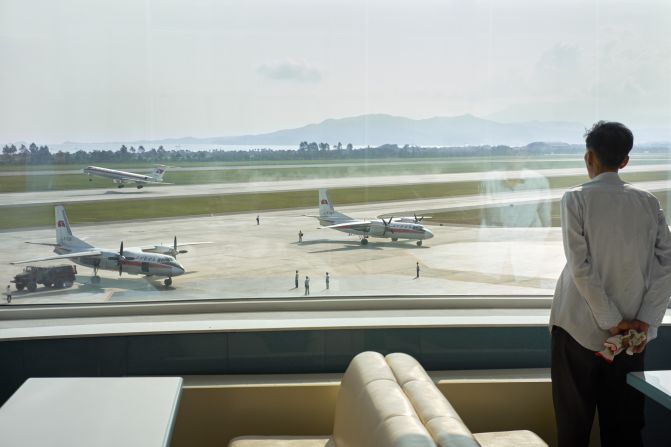 Looking onto the tarmac at Kalma Airport in Wonsan, North Korea.