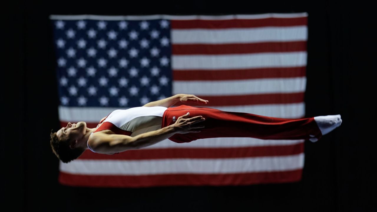 Logan Dooley performs on the trampoline during the USA Gymnastics Championships on Thursday, June 29.