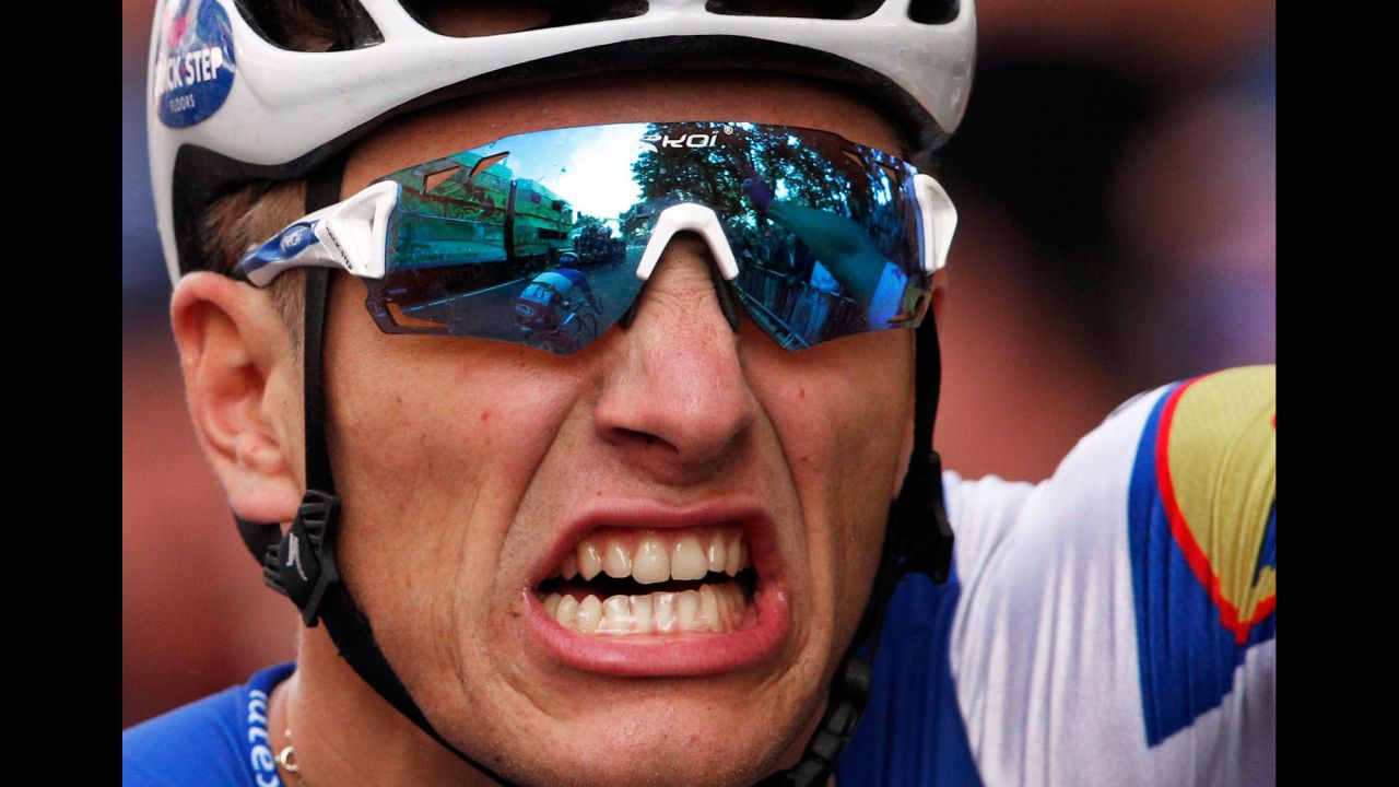 German cyclist Marcel Kittel celebrates after winning the second stage of the Tour de France on Sunday, July 2.