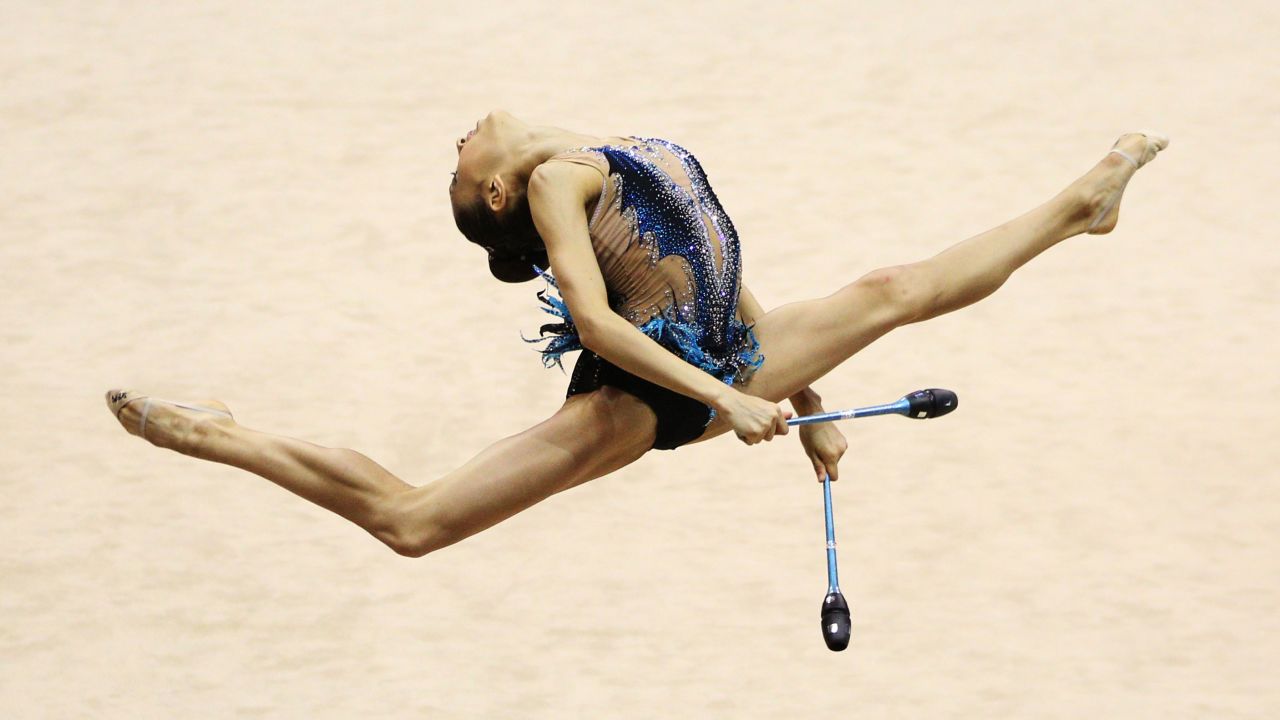 Lily Avila performs her rhythmic club routine at the USA Gymnastics Championships on Friday, June 30.
