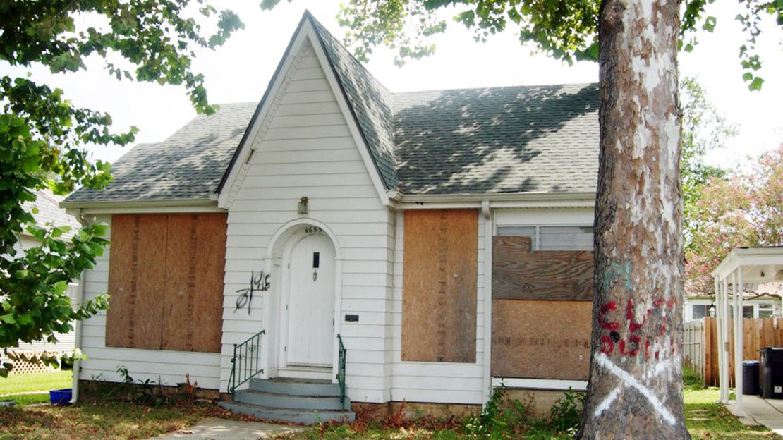 Blake Bailey's home, sealed up after Hurricane Katrina.