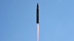 This picture taken and released on July 4, 2017 by North Korea's official Korean Central News Agency (KCNA) shows the test-fire of the intercontinental ballistic missile Hwasong-14 at an undisclosed location.
North Korea declared on July 4 it had successfully tested its first intercontinental ballistic missile -- a watershed moment in its push to develop a nuclear weapon capable of hitting the mainland United States. / AFP PHOTO / KCNA VIA KNS / STR / South Korea OUT / REPUBLIC OF KOREA OUT   ---EDITORS NOTE--- RESTRICTED TO EDITORIAL USE - MANDATORY CREDIT "AFP PHOTO/KCNA VIA KNS" - NO MARKETING NO ADVERTISING CAMPAIGNS - DISTRIBUTED AS A SERVICE TO CLIENTS
THIS PICTURE WAS MADE AVAILABLE BY A THIRD PARTY. AFP CAN NOT INDEPENDENTLY VERIFY THE AUTHENTICITY, LOCATION, DATE AND CONTENT OF THIS IMAGE. THIS PHOTO IS DISTRIBUTED EXACTLY AS RECEIVED BY AFP. 
 / STR/AFP/Getty Images