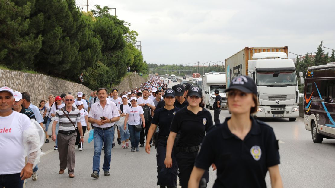 The police presence along the main E-5 highway heading towards Istanbul.