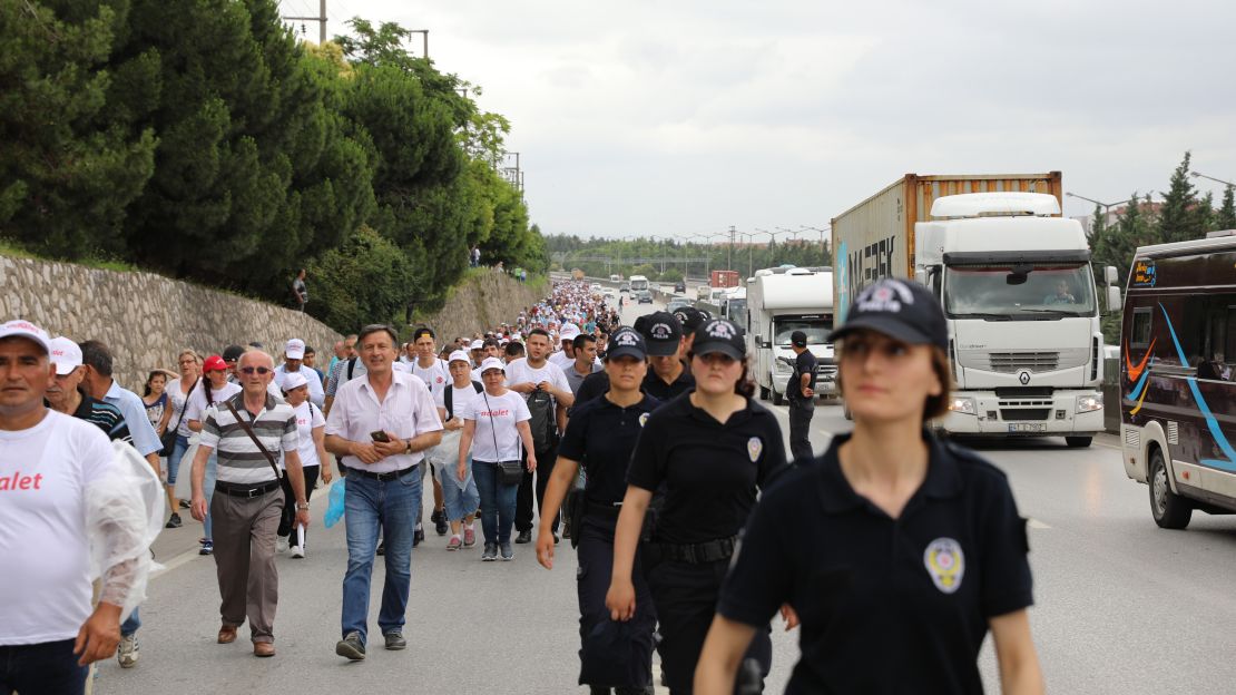 The police presence along the main E-5 highway heading towards Istanbul. 