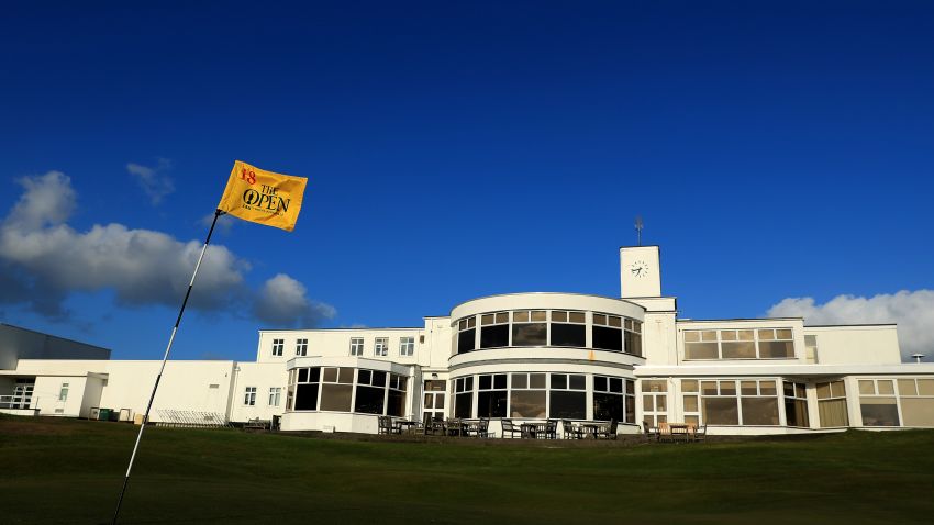 SOUTHPORT, ENGLAND - APRIL 24:  The famous yellow 18th green pin flag of The Open Championship at Royal Birkdale Golf Club, the host course for the 2017 Open Championship during a Media day for the 146th Open Championship on April 24, 2017 in Southport, England.  (Photo by Richard Heathcote/Getty Images)